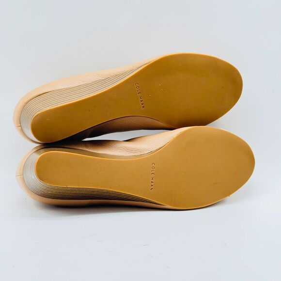 Cole Haan Shoes Womens 7 Brown Tan Leather Cap Toe Wedge Casual Heels Shoes - Picture 8 of 11